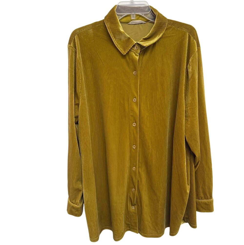 Soft Surroundings Golden Honey Velvet XL Shiny Glitter Pinstripe